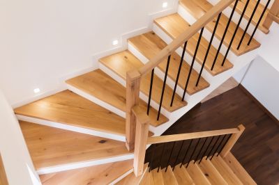 Staircase with Hardwood Treads